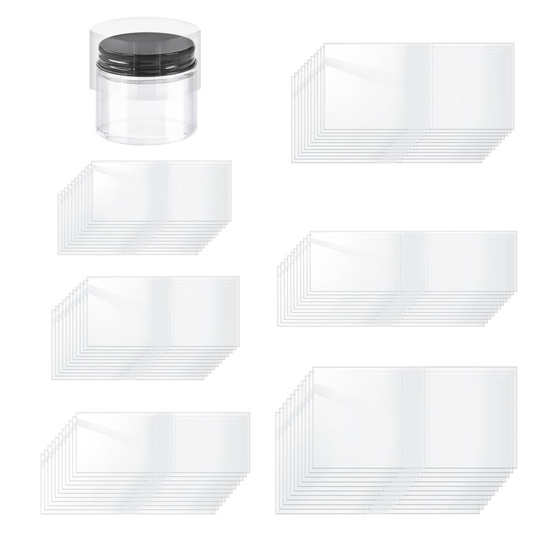 Glarks 900Pcs Clear Heat Shrink Wrap Bands, 6 Sizes Perforated PVC Wrap Bags Multi Sizes Tamper Seal Shrink Bands Heat Shrink Seal Bands Kit for Bottles, Jars, Tubes, Cans and Tins - Image 1